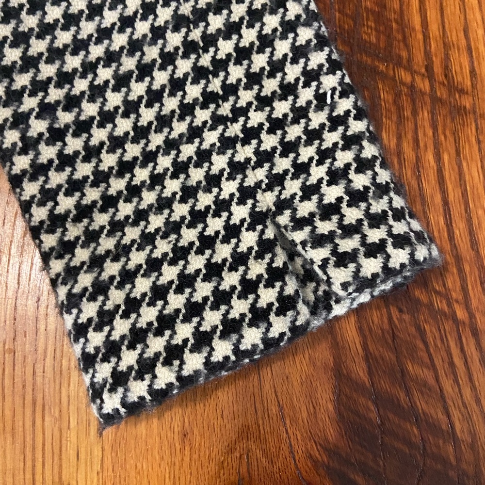 Ellen Tracy Black/Ivory Blend Houndstooth Wool/Cashmere Open Front Blazer, Sz 6 - Picture 5 of 10
